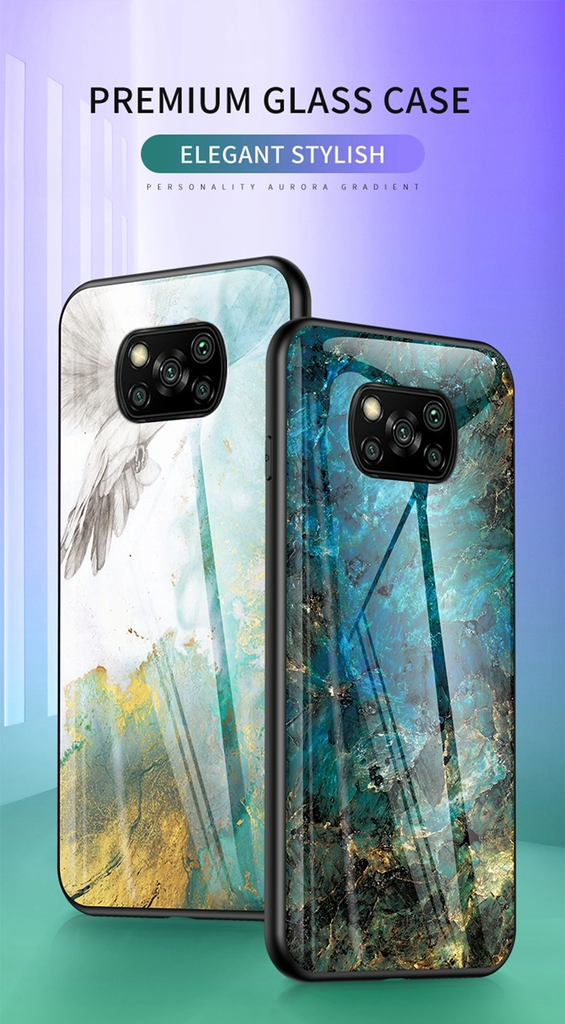 Marble Design TPU Tempered Glass Phone Back Cover Case for Huawei P Smart 2021 Mate 40 PRO