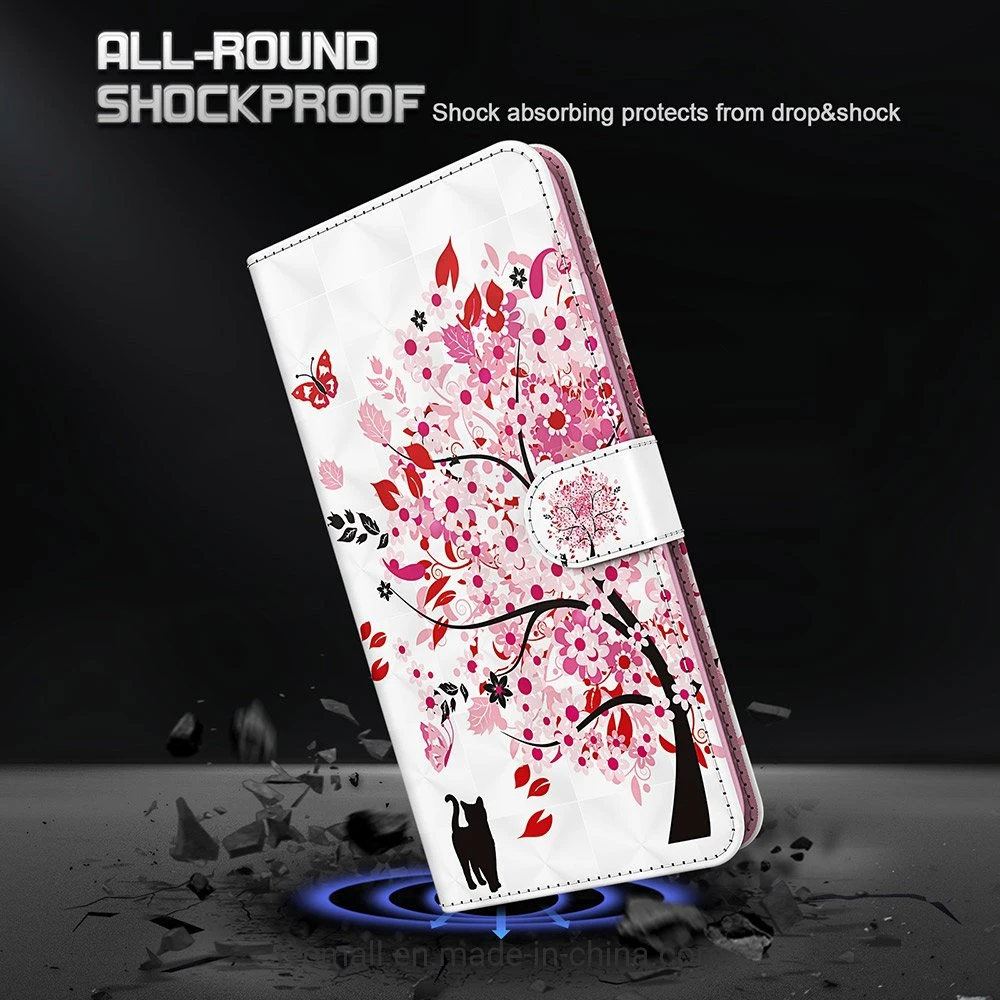 Mobile Phone Accessories Pattern Printed PU Leather Magnetic Closure Flip Cover with Strap with Cards Holder Wallet Phone Case for Xiaomi